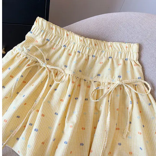 Women's Yellow Printed High Waist Skirt Set - Image 5