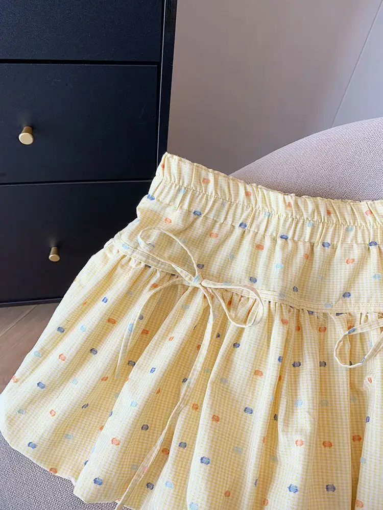 Women's Yellow Printed High Waist Skirt Set — feature 10