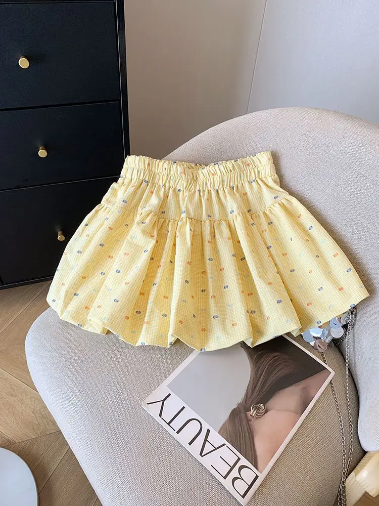 Women's Yellow Printed High Waist Skirt Set — feature 11