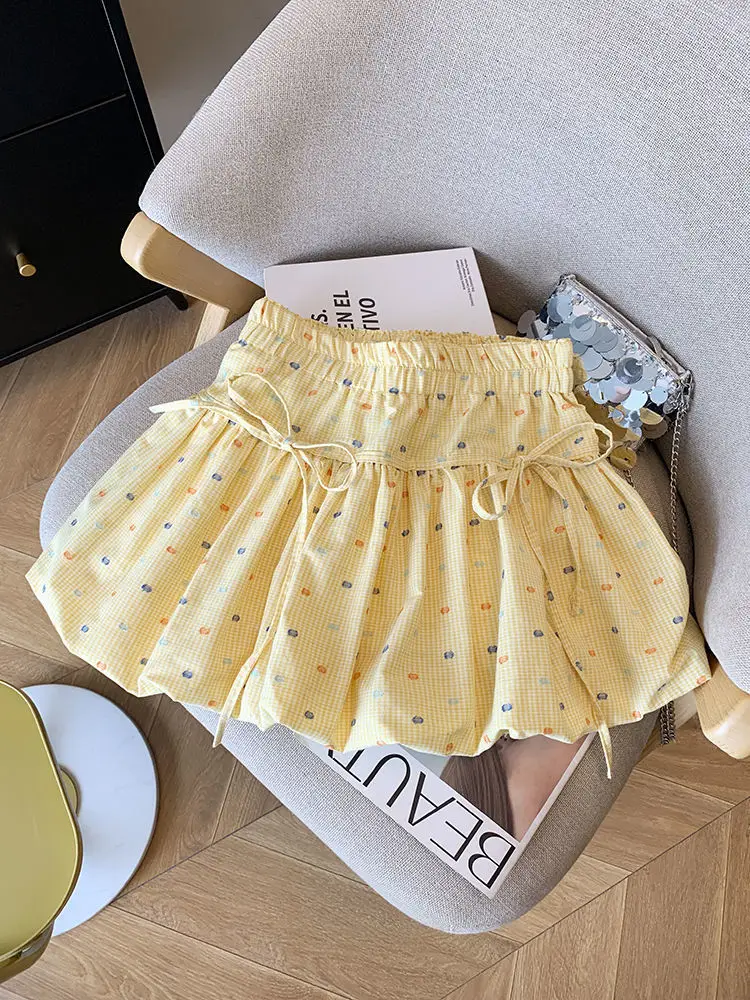 Women's Yellow Printed High Waist Skirt Set — feature 2