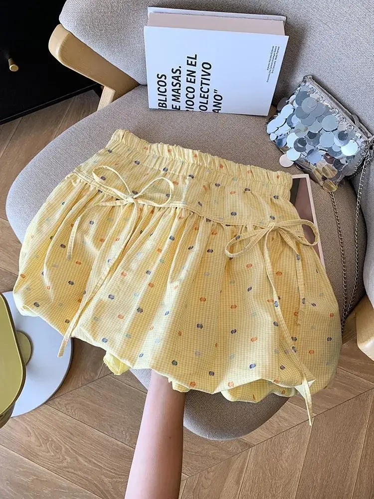 Women's Yellow Printed High Waist Skirt Set — feature 3