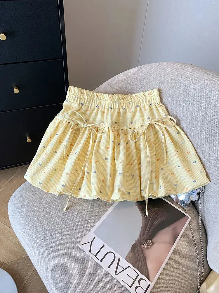 Women's Yellow Printed High Waist Skirt Set — feature 4