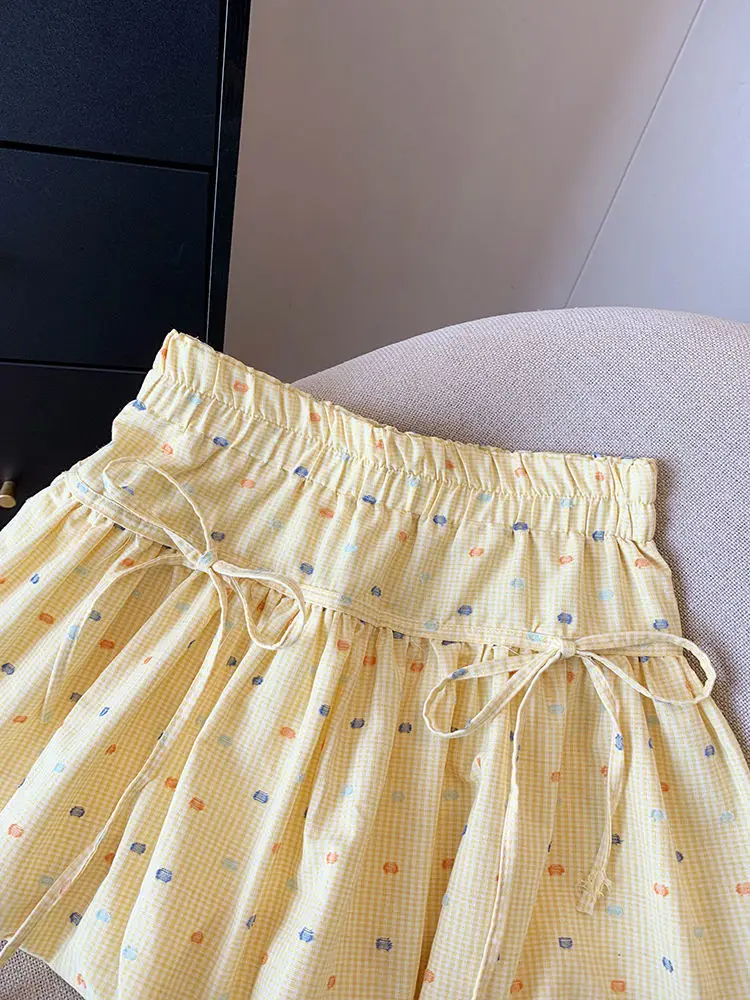 Women's Yellow Printed High Waist Skirt Set — feature 5