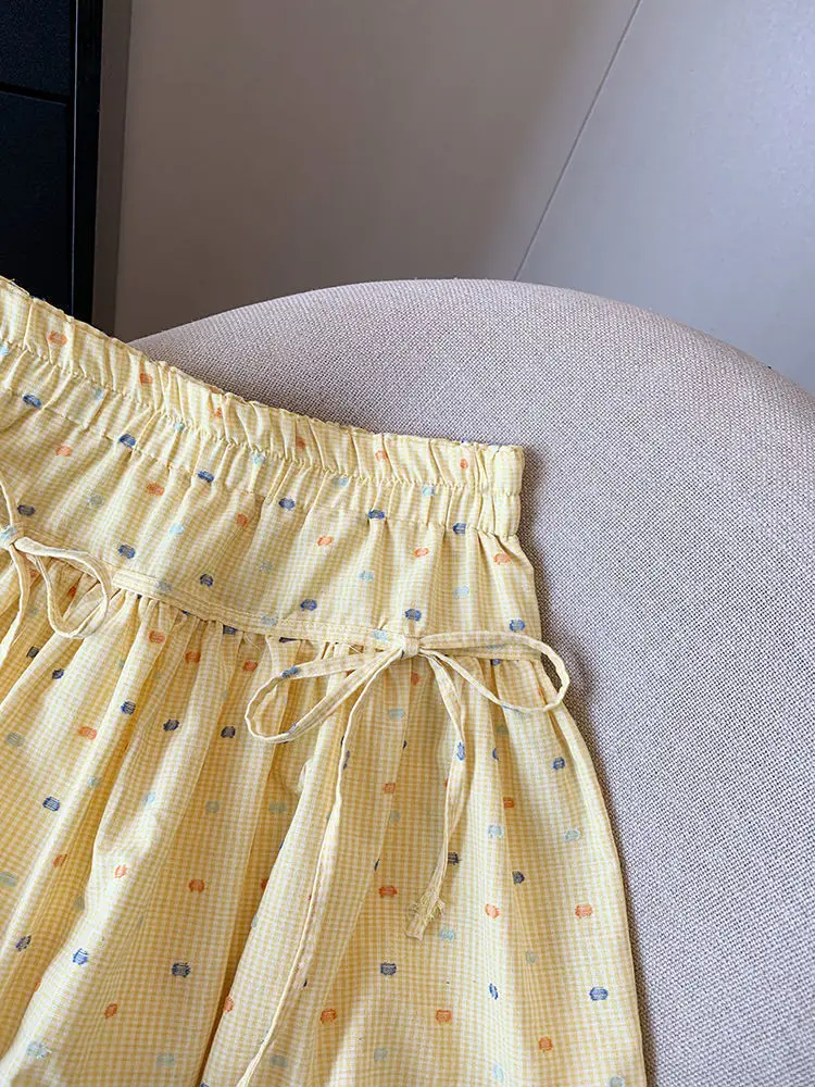 Women's Yellow Printed High Waist Skirt Set — feature 6