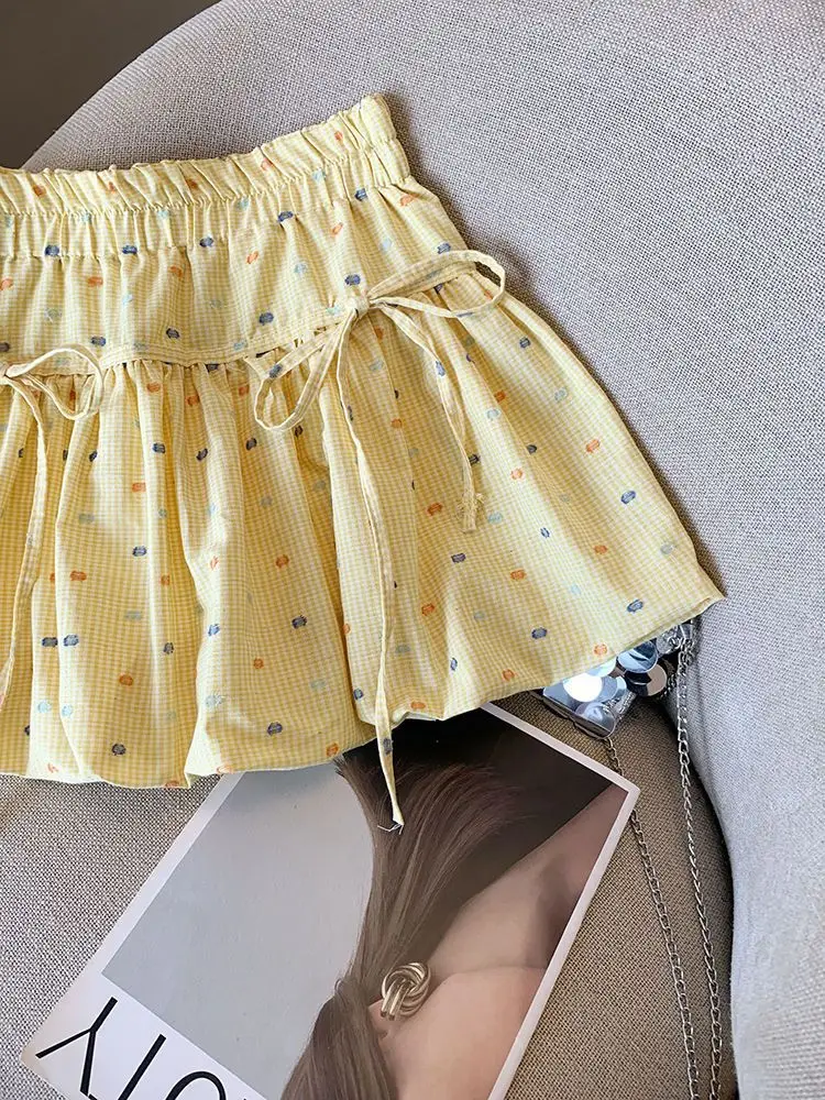 Women's Yellow Printed High Waist Skirt Set — feature 8
