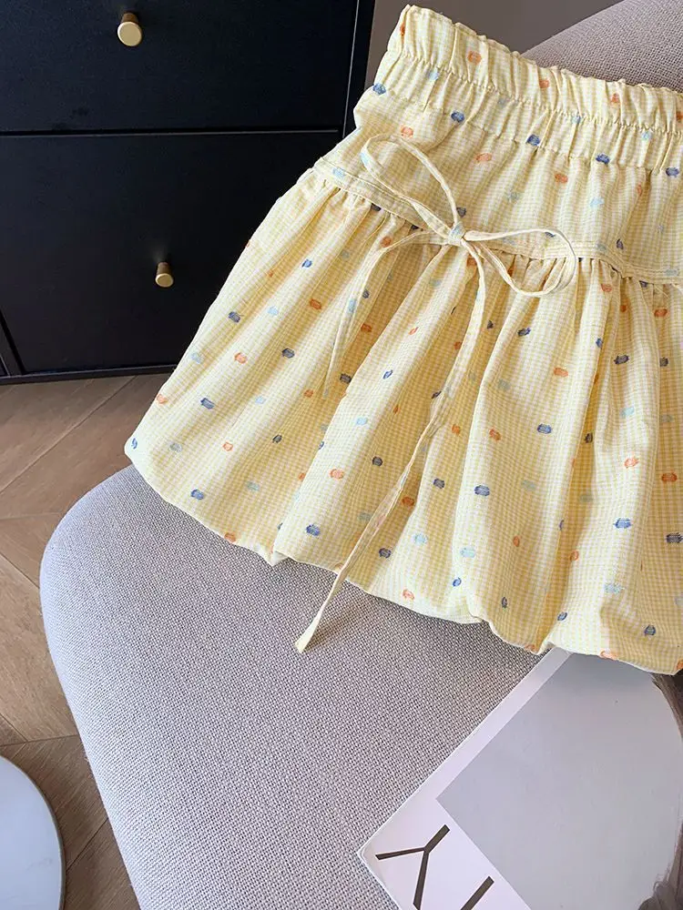 Women's Yellow Printed High Waist Skirt Set — feature 9
