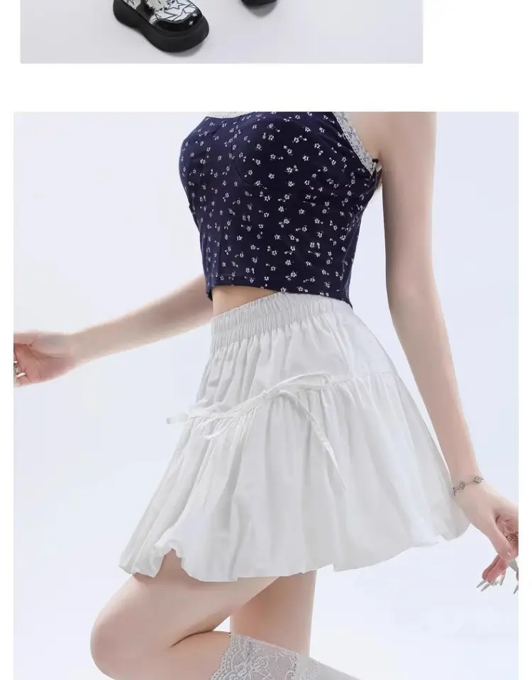 Black Bow Pleated High Waist Tulle Skirt for Women — feature 12