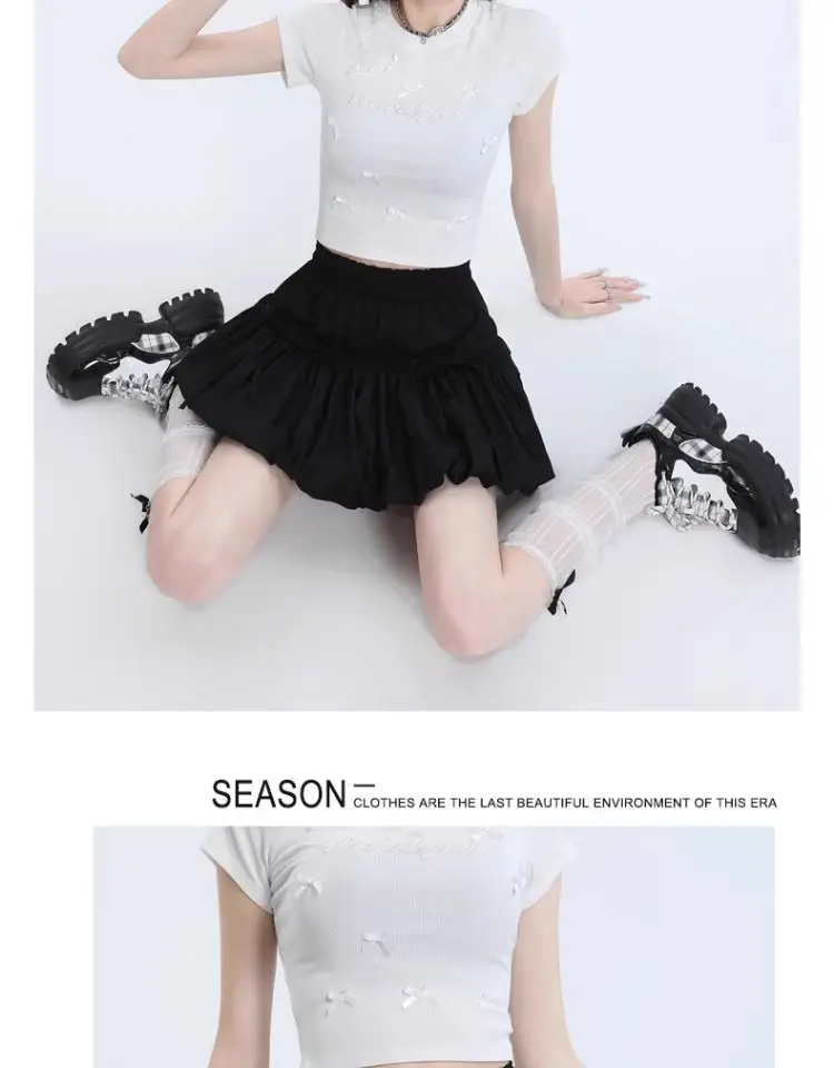 Black Bow Pleated High Waist Tulle Skirt for Women — feature 16