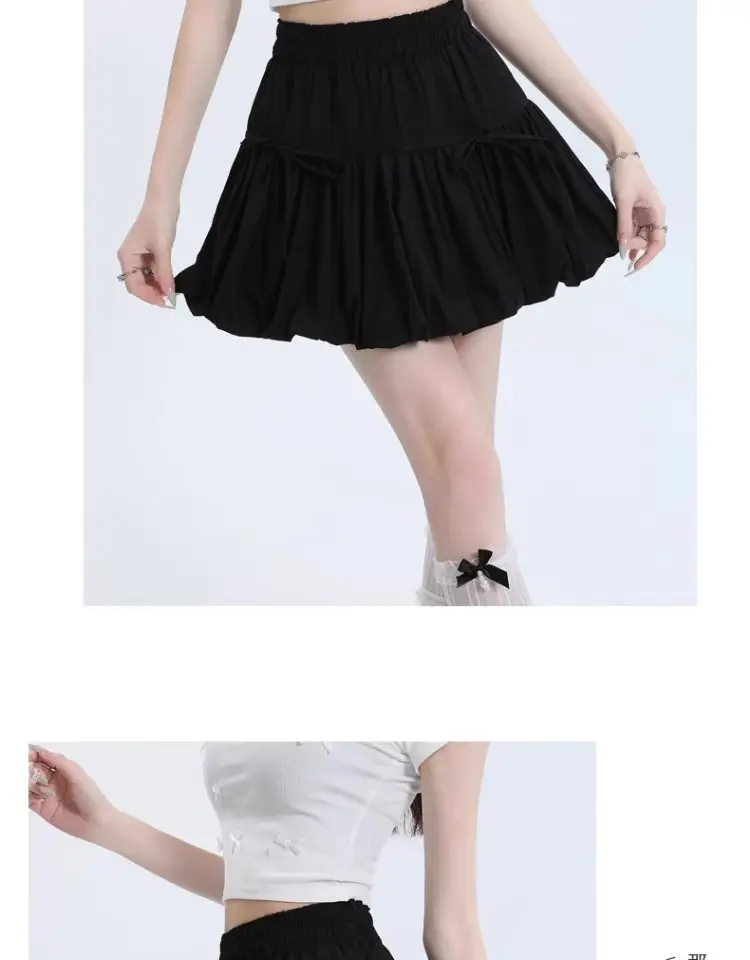 Black Bow Pleated High Waist Tulle Skirt for Women — feature 17