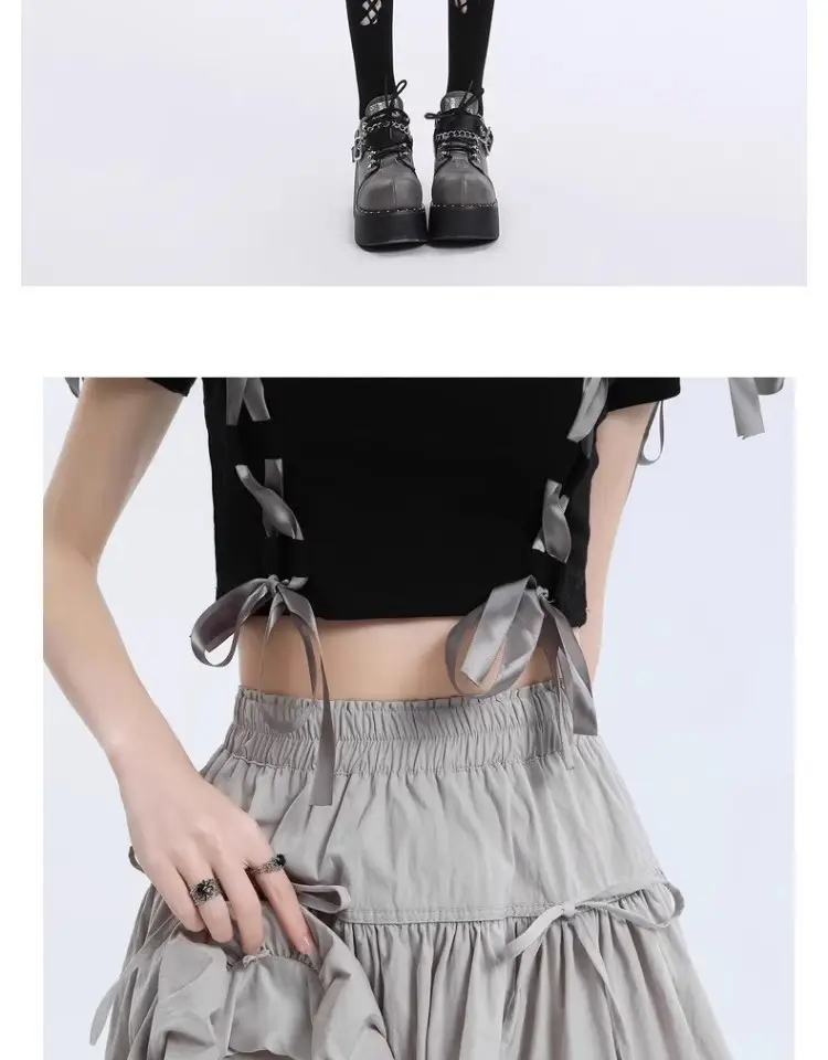 Black Bow Pleated High Waist Tulle Skirt for Women — feature 3