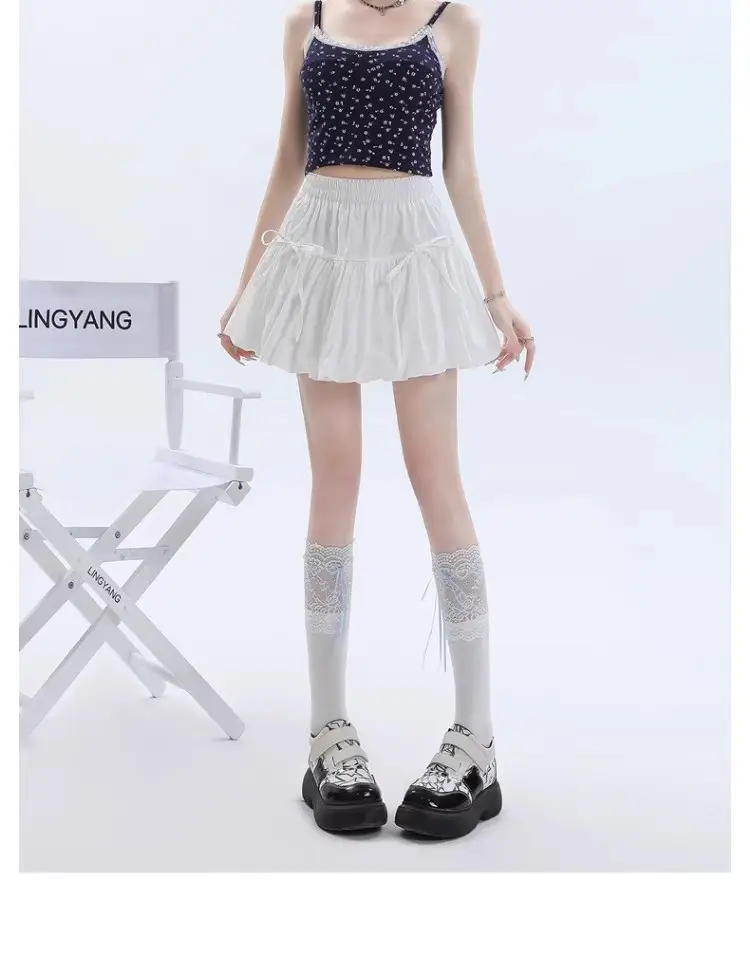 Black Bow Pleated High Waist Tulle Skirt for Women — feature 8