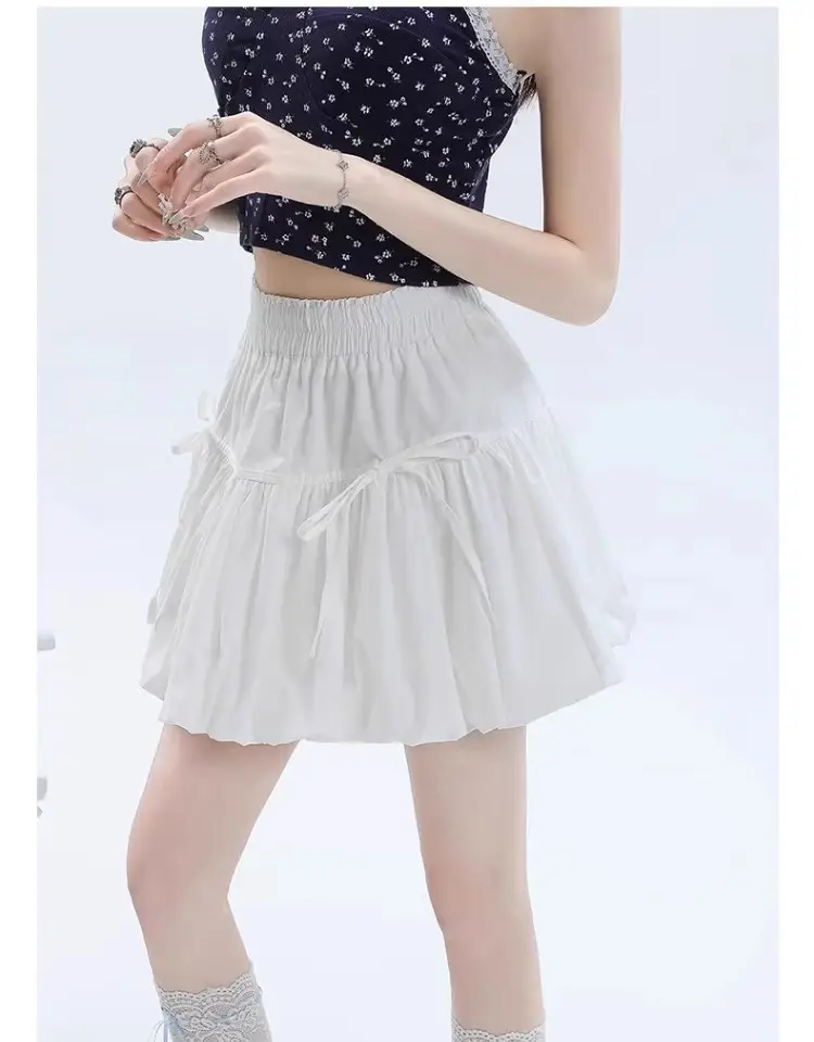 Black Bow Pleated High Waist Tulle Skirt for Women — feature 9