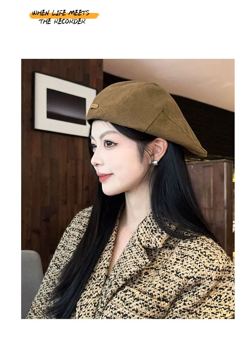 Men's Tan Duckbill Beret Cap Summer Wear — feature 17