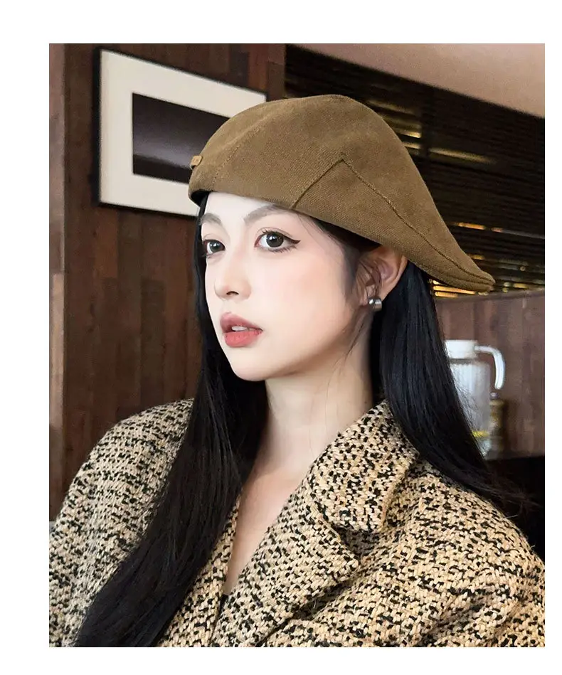 Men's Tan Duckbill Beret Cap Summer Wear — feature 19