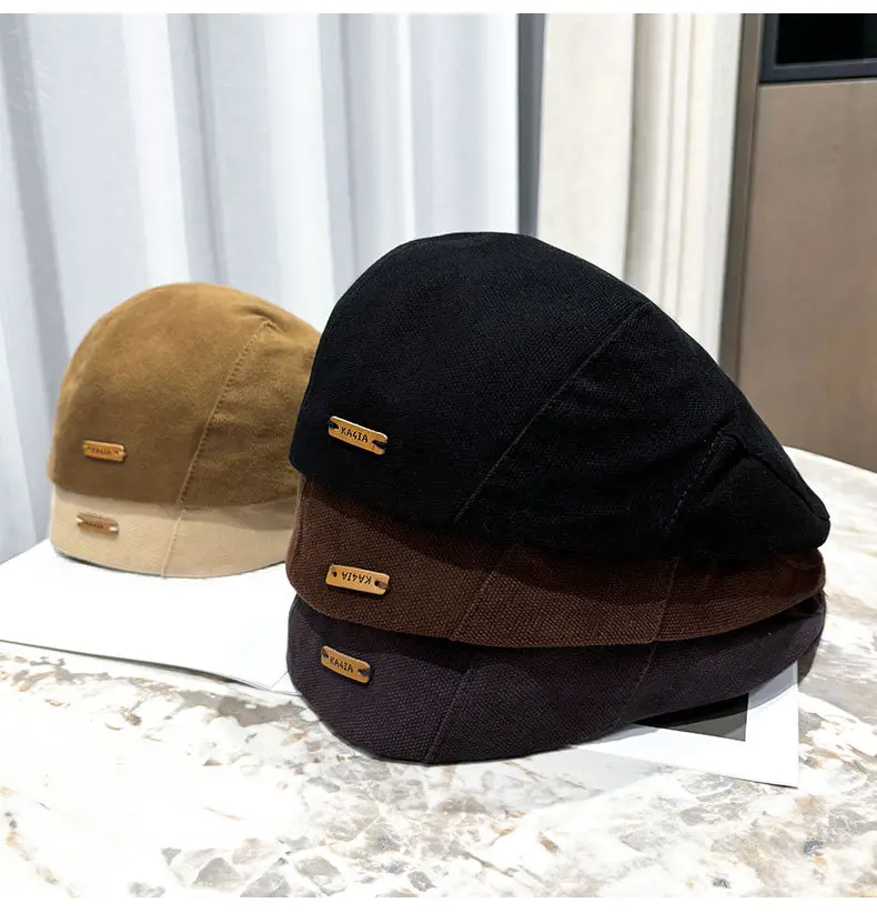 Men's Tan Duckbill Beret Cap Summer Wear — feature 26