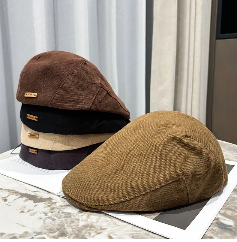 Men's Tan Duckbill Beret Cap Summer Wear — feature 29