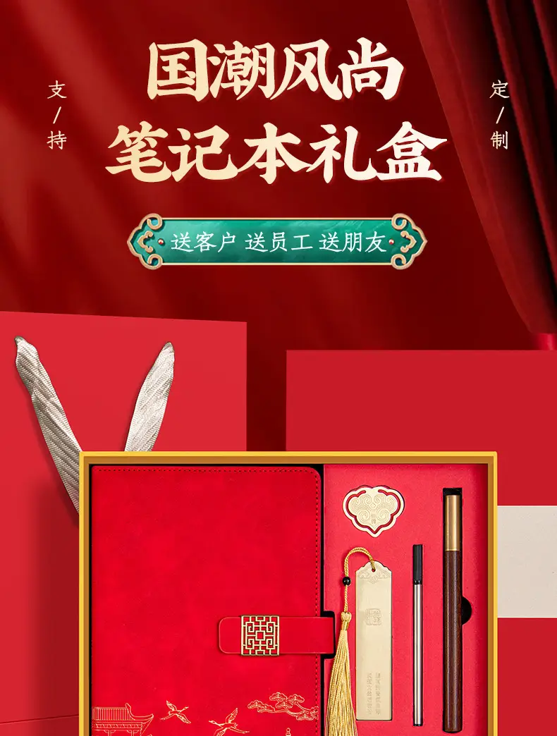 A5 National Trend Notebook Gift Box Set with High Appearance and Creative Chinese Style Forbidden City Notepad with Printable Logo and Cultural Creation — feature 1