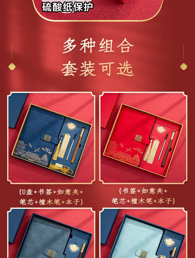 A5 National Trend Notebook Gift Box Set with High Appearance and Creative Chinese Style Forbidden City Notepad with Printable Logo and Cultural Creation — feature 5