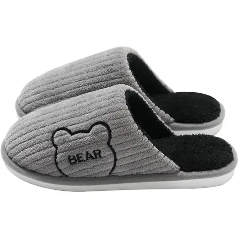 Pink Cartoon Bear Cotton Slippers for Men Winter - Image 13