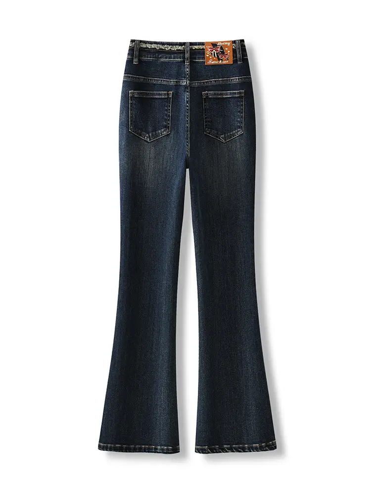 Dark Blue Micro La Jeans Women High Waist Slim Fit