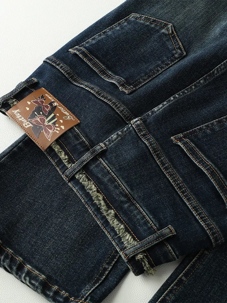 Dark Blue Micro La Jeans Women High Waist Slim Fit