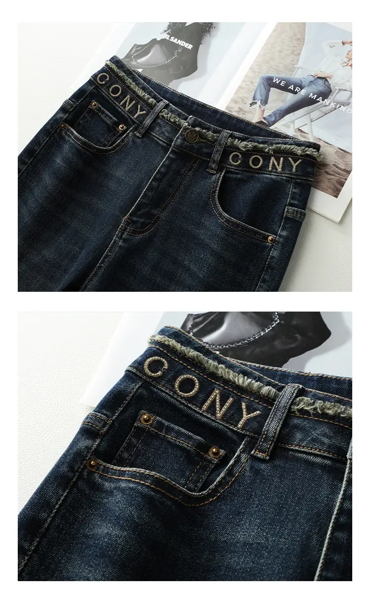 Dark Blue Micro La Jeans Women High Waist Slim Fit — feature 10