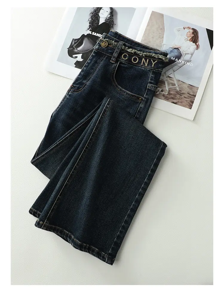 Dark Blue Micro La Jeans Women High Waist Slim Fit — feature 13
