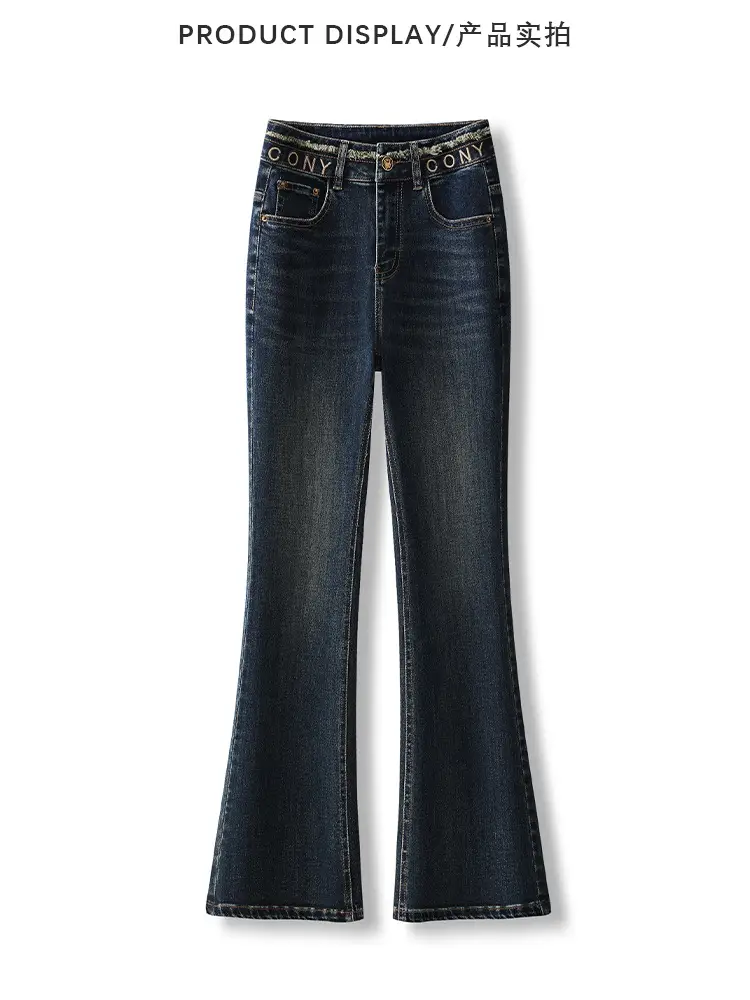 Dark Blue Micro La Jeans Women High Waist Slim Fit — feature 8