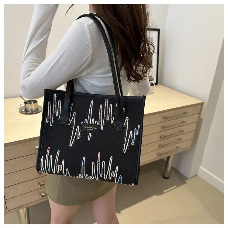 Women's Large Capacity Canvas Tote Bag Brown — feature 16
