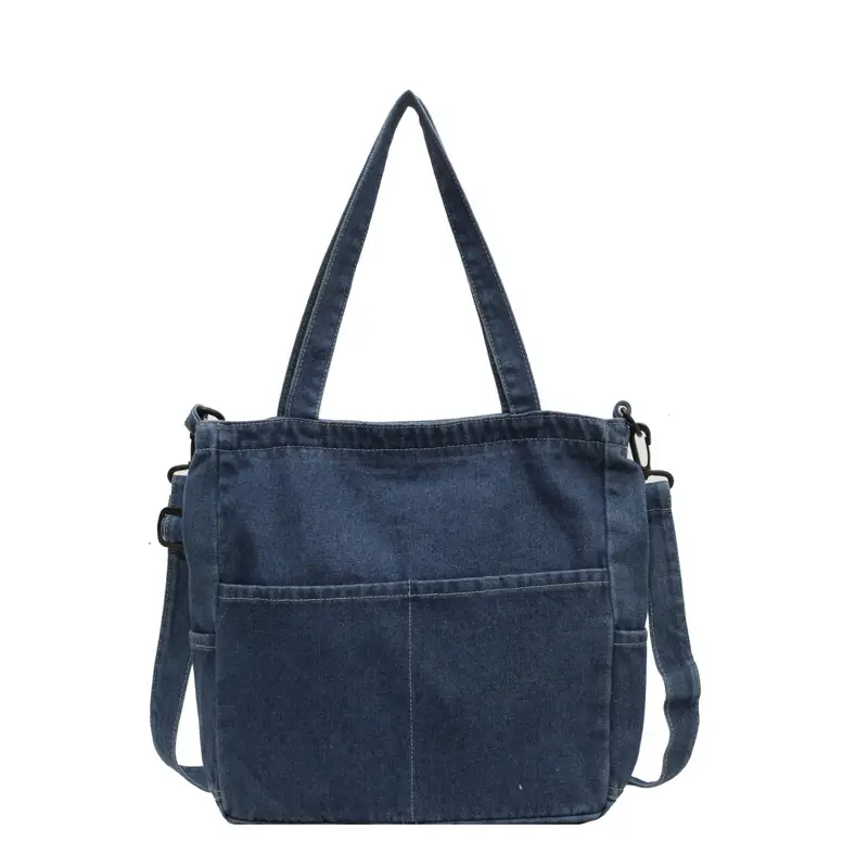 Blue Japanese Denim Crossbody Bag for Men Women - Image 8