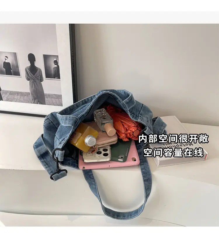 Blue Japanese Denim Crossbody Bag for Men Women — feature 12