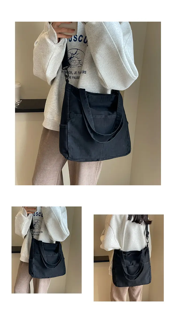 Blue Japanese Denim Crossbody Bag for Men Women — feature 14