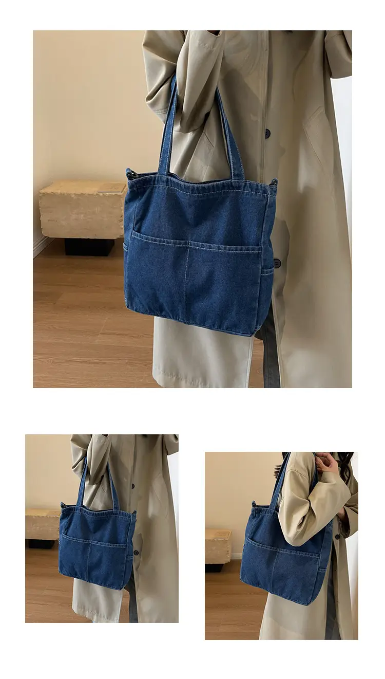 Blue Japanese Denim Crossbody Bag for Men Women — feature 16