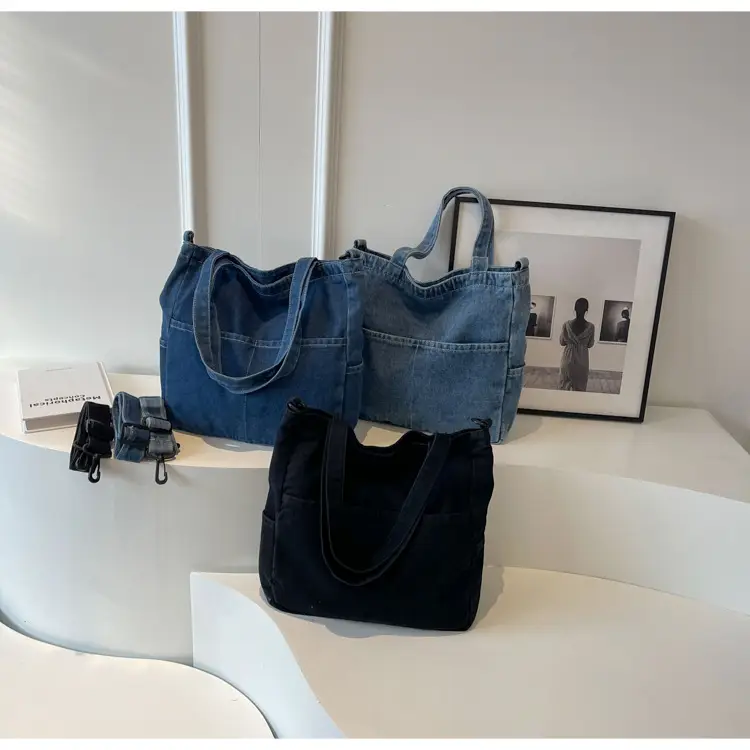 Blue Japanese Denim Crossbody Bag for Men Women — feature 17