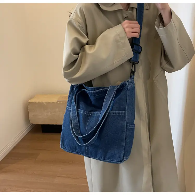 Blue Japanese Denim Crossbody Bag for Men Women — feature 18