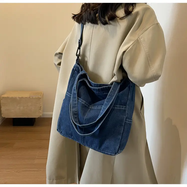 Blue Japanese Denim Crossbody Bag for Men Women — feature 19