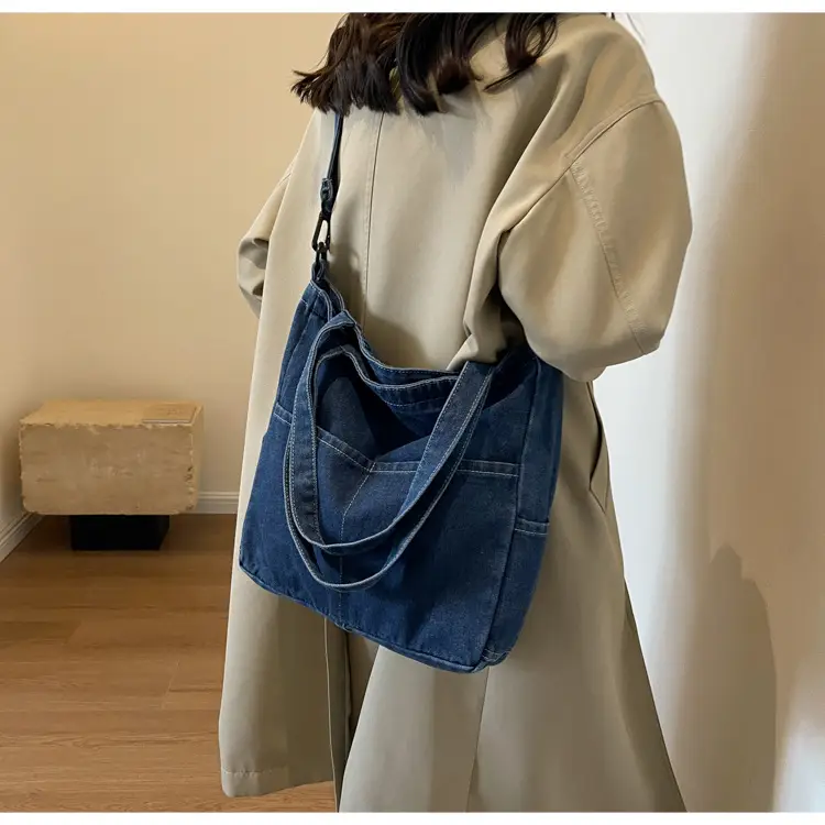Blue Japanese Denim Crossbody Bag for Men Women — feature 20