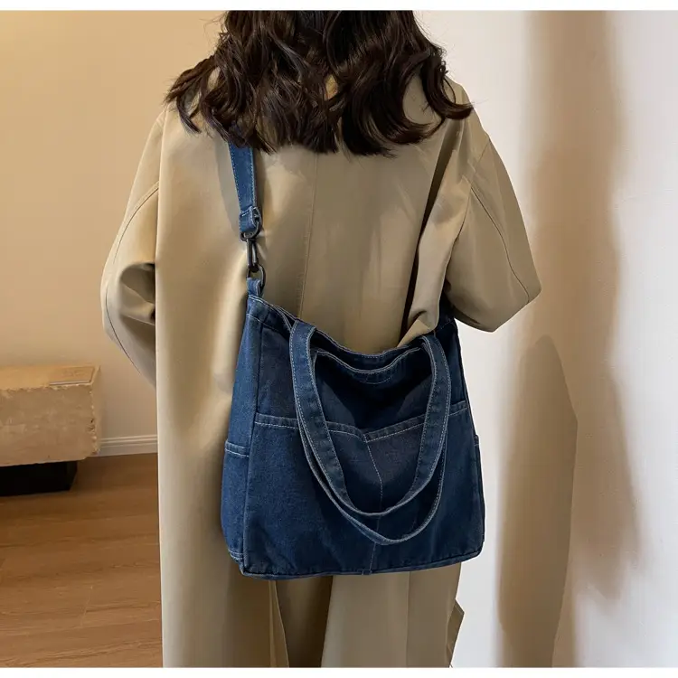Blue Japanese Denim Crossbody Bag for Men Women — feature 22