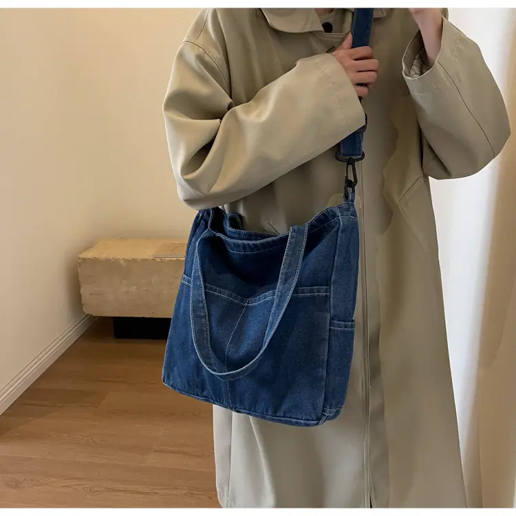 Blue Japanese Denim Crossbody Bag for Men Women — feature 23