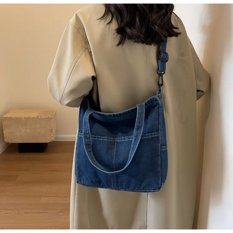 Blue Japanese Denim Crossbody Bag for Men Women — feature 25