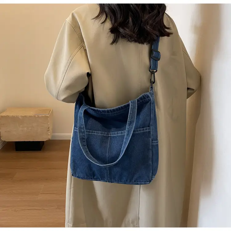 Blue Japanese Denim Crossbody Bag for Men Women — feature 26