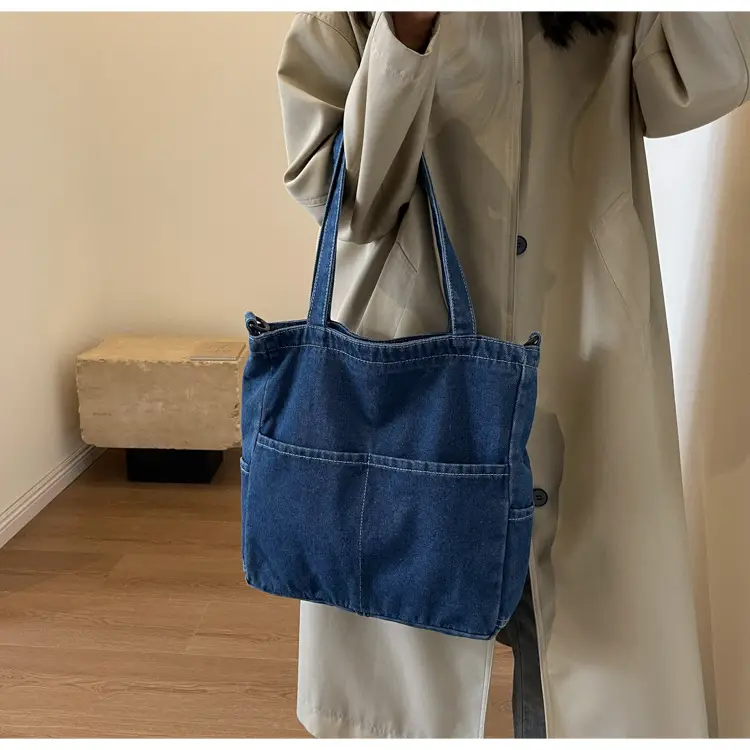 Blue Japanese Denim Crossbody Bag for Men Women — feature 29