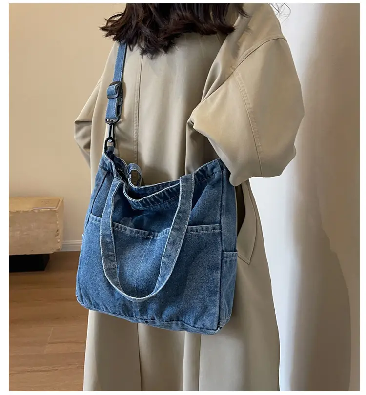 Blue Japanese Denim Crossbody Bag for Men Women — feature 3