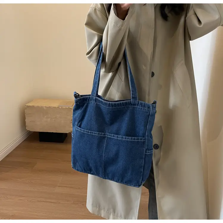 Blue Japanese Denim Crossbody Bag for Men Women — feature 30
