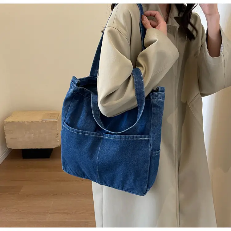 Blue Japanese Denim Crossbody Bag for Men Women — feature 36