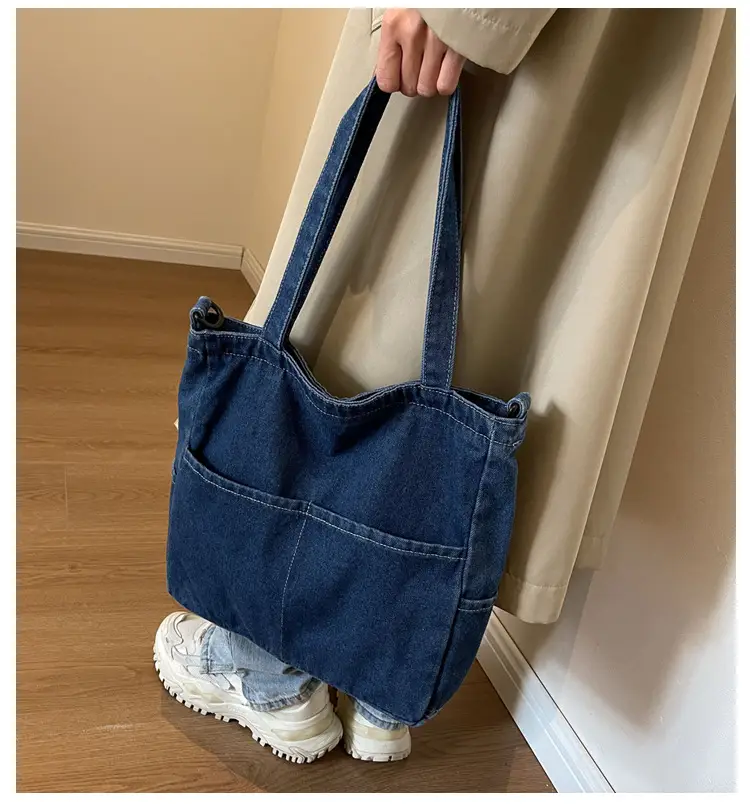 Blue Japanese Denim Crossbody Bag for Men Women — feature 4