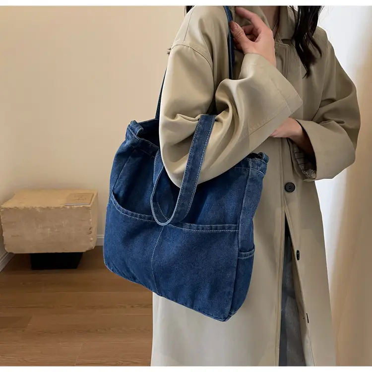 Blue Japanese Denim Crossbody Bag for Men Women — feature 40