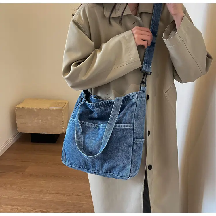 Blue Japanese Denim Crossbody Bag for Men Women — feature 42
