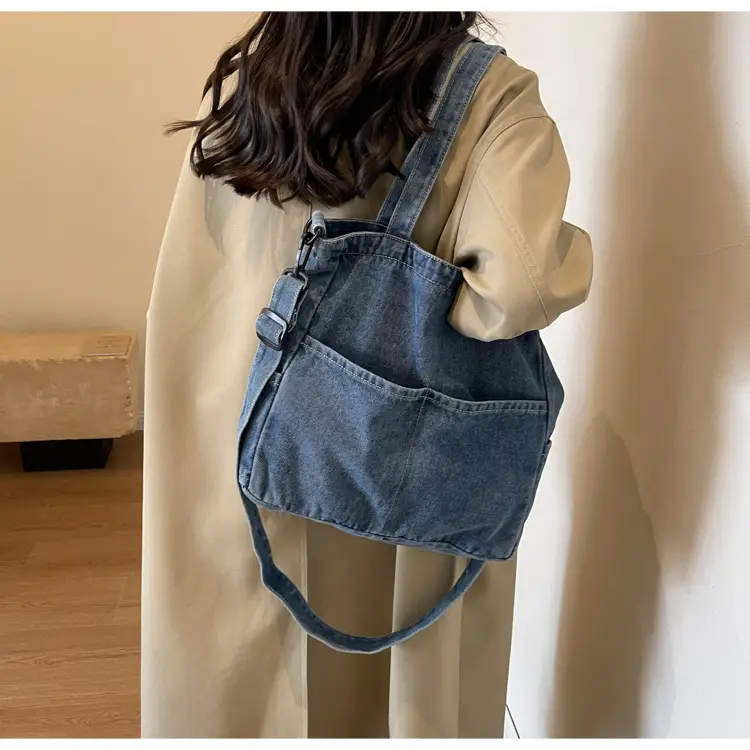 Blue Japanese Denim Crossbody Bag for Men Women — feature 43