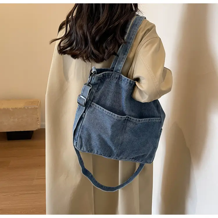 Blue Japanese Denim Crossbody Bag for Men Women — feature 44